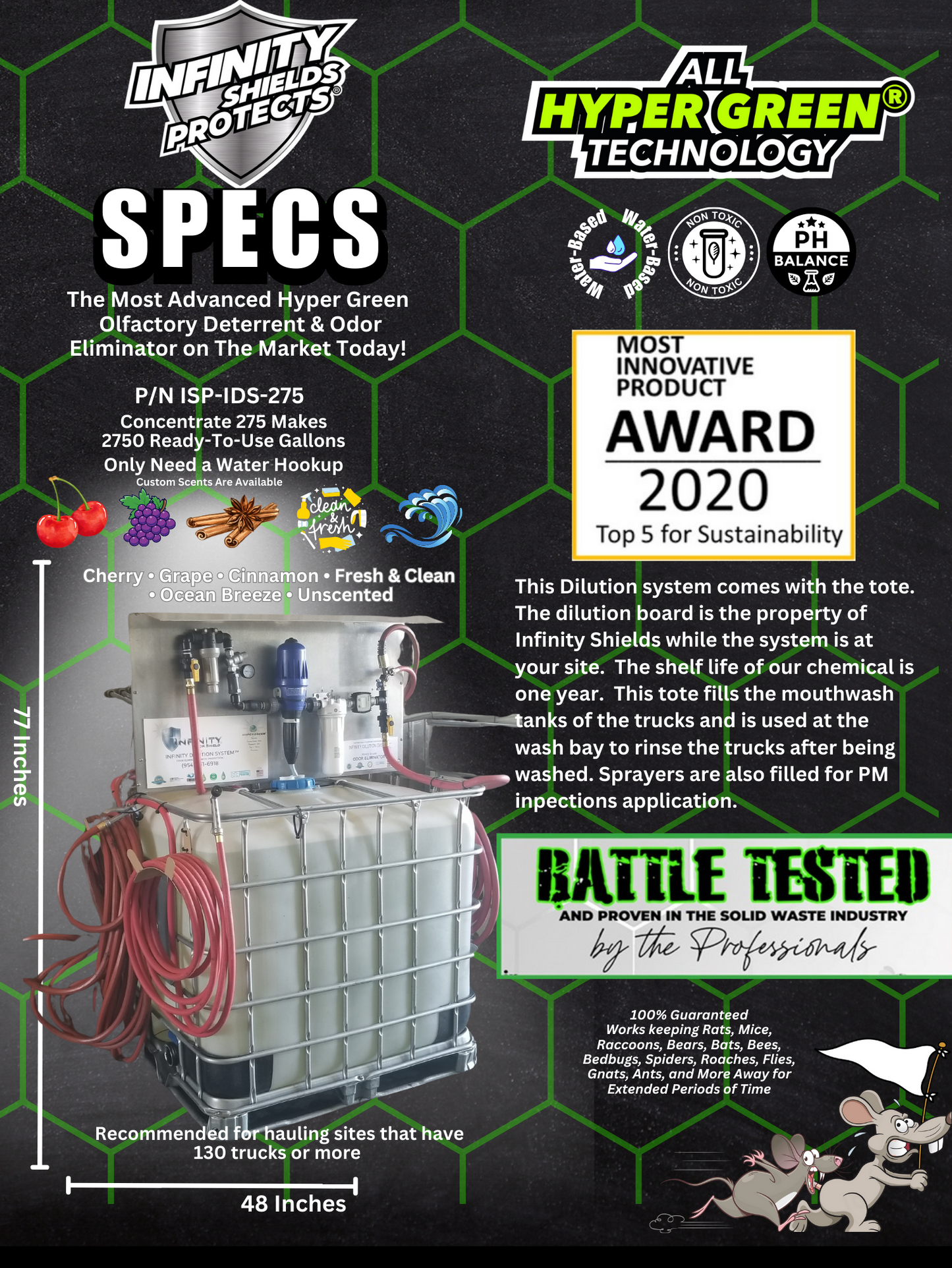 Infinity Shields protège un fourre-tout concentré de 275 gallons avec système de dilution attaché | Donne 2750 gallons prêts à l'emploi